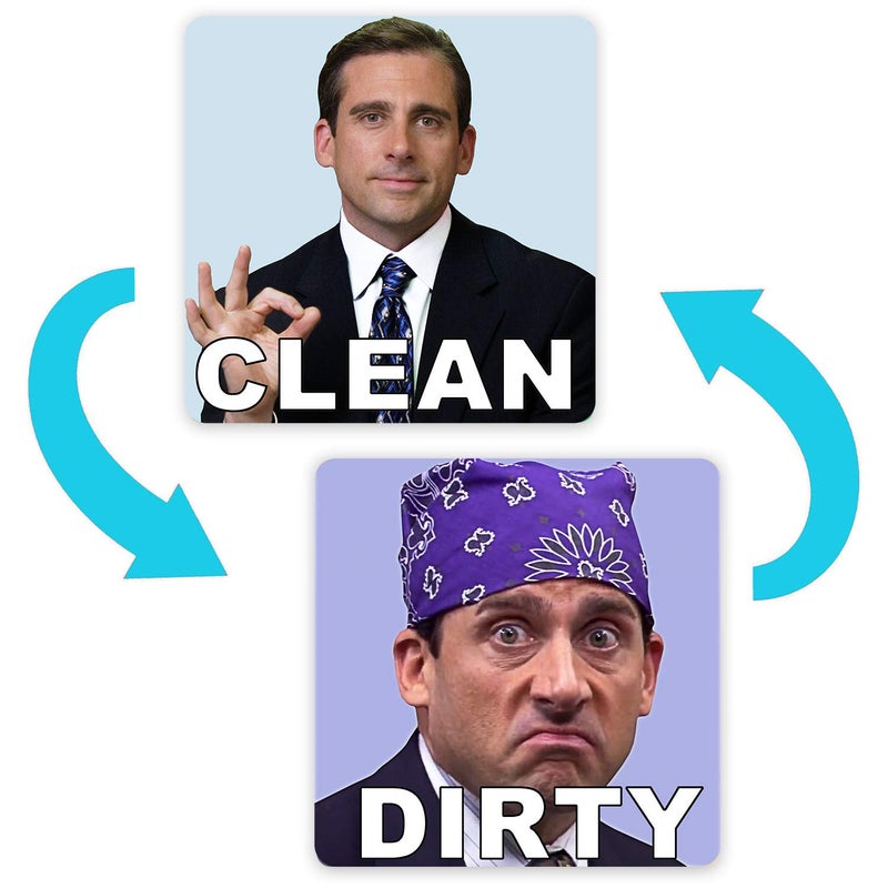 saizone Michael Scott Prison Mike Dishwasher Magnet Clean Dirty Sign Sticker Strongest Magnet Double Sided Flip with Metal Magnetic Plate Universal Kitchen Dish Washer Reversible Indicator - Image 1